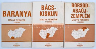 1977 Magyarország megyetérképei, 1:150 000, 19db, 66x79cm