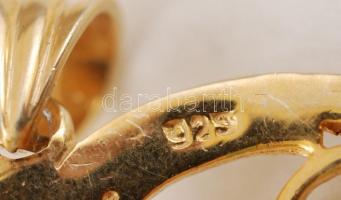 Aranyozott ezüst(medál) szív alakú medál pinkopál kővel, jelzett, br: 9,6 g