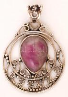 Rubin-zoizit kővel díszített ezüst(Ag) medál, jelzett, br: 5,8 g