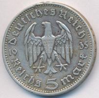 Német 3. Birodalom 1935F 5M Ag "Hindenburg" T:2- ph.
German Third Reich 1935F 5 Mark Ag &...
