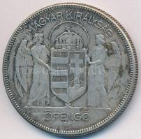 1930. 5P Ag "Horthy jobbra" T:2-,3 patina
Adamo P8