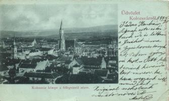 1899 Kolozsvár, Cluj; a város közepe a fellegvárról nézve / the inner city view from the citadel (b)