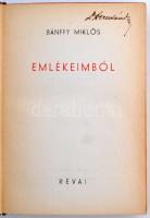 Bánffy Miklós: Emlékeimből. 2. kiad. Bp., 1943, Révai. 262 l. Kiadói félvászon-kötésben, eredeti ill...