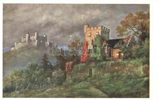 Salzburg, Am Mönschsberg / castle, artist signed