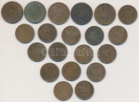 Német Birodalom 1874-1913. 1pf Cu (15xklf) + 2pf Cu (5xklf), közte 1876H 2pf Cu, 1900E 1pf Cu T:2-,3...