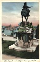 Budapest, látkép a királyi várból, Savoyai Jenő szobra
