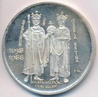 Fritz Mihály (1947-) 1988. &quot;MÉE - Csongrád megye / A Szent Jobb Szegeden&quot; Ag emlékérem (35,67/0.835/43mm) T:PP ujjlenyomat, patina