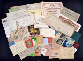 Nagyobb papírrégiség tétel, térképpel, okmányokkal, nyomtatványokkal(vadászigazolvány, tábori postai...