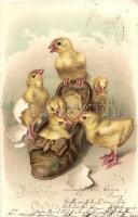 Easter, chicken, litho