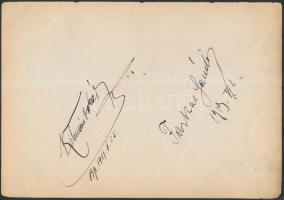 1917-19 Vegyes opera-énekes aláírások,egy lapon 5db:Kálmán Oszkár (1887-1971),basszus; Farkas Sándor...