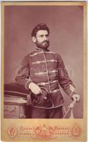 cca 1880 Katonai egyenruhás keményhátú fotó 10x17 cm