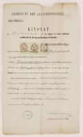 1871 Brassó, Az Erdélyi Ev. REf. Anyaszentegyház által kiadott esketési jegyzőkönyvi kivonat 2+12+36 kr okmánybélyeggel