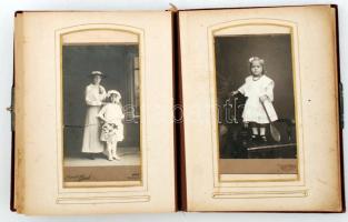 cca 1880-1900 Régi díszes fotó album sok keményhátú kabinetfotóval,különböző méretben és minőségben,...