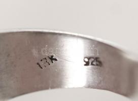 Ezüst(Ag) gyűrű markazittal, zománccal, jelzett, méret: 57, br: 7,9 g /
silver ring, size: 57, br: ...