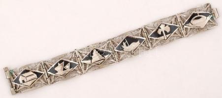 Ezüst(Ag) karkötő kis képekkel díszítve, jelzés nélkül, 33,1 g