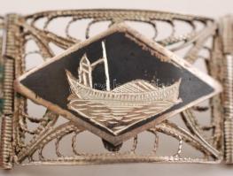 Ezüst(Ag) karkötő kis képekkel díszítve, jelzés nélkül, 33,1 g