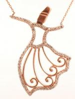 Ezüst(Ag) nyaklánc szintetikus kövekkel díszített medálrésszel, h: 40 cm, jelzett, br: 4,3 g