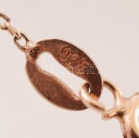 Ezüst(Ag) nyaklánc szintetikus kövekkel díszített medálrésszel, h: 40 cm, jelzett, br: 4,3 g