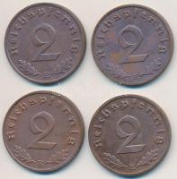 Német 3. Birodalom 1937E 2pf Br + 1939E 2pf Br (3x) T:2 German Third Reich 1937E 2 Pfennig Br + 1939E 2 Pfennig Br (3x) C:XF