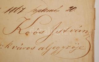 1867 Szatmári aljegyző által kiállított hiteles másolat Damjanich János vezérőrnagy által Baudis Józ...