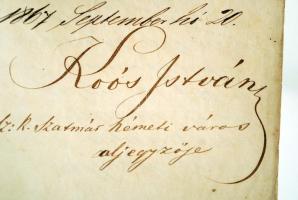 1867 Szatmári aljegyző által kiállított hiteles másolat Mészáros Lázár hadügyminiszter által Baudis ...