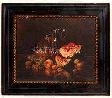 Jelzés nélkül: Dinnyés csendélet. Olaj, vászon, antik keretben, 50×70 cm