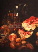 Jelzés nélkül: Dinnyés csendélet. Olaj, vászon, antik keretben, 50×70 cm