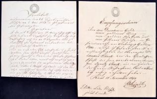 cca 1850-1880 Vegyes okmány tétel: különféle német és magyar nyelvű számlák, szignettával, összesen ...