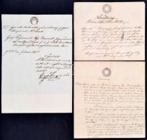 cca 1850-1880 Vegyes okmány tétel: különféle német és magyar nyelvű számlák, szignettával, összesen ...