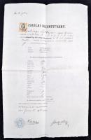 1884 Böhm Károly (1846-1911) filozófus, egyetemi tanár, az MTA tagjának aláírása iskolai bizonyítványon, 47x30cm