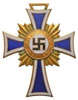 Német 3. Birodalom 1938. &quot;Német Anyasági Kereszt, arany fokozat&quot; zománcozott, aranyozott Br kitüntetés T:2 German Third Reich 1938. &quot;Cross of Honour of the German Mother, 1st class&quot; enamelled and gold plated Br decoration C:XF