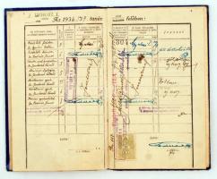 1936-1938 4 db különféle bizonyítvány: tanulmányi értesítő, postatiszt-képző tanfolyami leckekönyv, ...