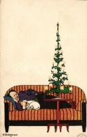 Christmas, man with dog s: G. Kleinhempel