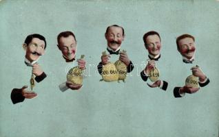 Men with money bags, humour, B.K.W.I. 899-1. (EM)