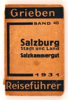 Salzburg. Stadt und Land, Salzkammergut mit Angaben für Automobilisten. Berlin, 1931, Grieben Verlag - Albert Goldschmidt (Grieben Reiseführer 48.). Kihajtható térképmellékeltekkel (az egyik kis szakadással). Kicsit szakadt gerincű papírkötésben, egyébként jó állapotban.