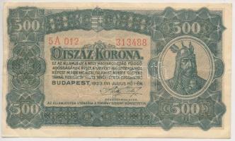 1923. 500K &quot;T.W.&quot; jelöléssel, nyomdahely nélküli, vágáshibás T:III