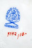 Viktória mintás Herendi fonott kosár, kézzel festett, jelzett, apró kopásnyomokkal, d: 12 cm