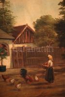 Neogrády jelzéssel: Udvar. Olaj, vászon, keretben, 70×100 cm