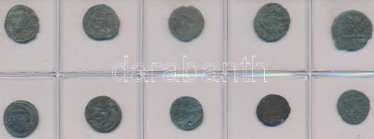 Római Birodalom 10db-os bronzpénz tétel T:vegyes
Roman Empire 10pcs of bronze coins C:mixed