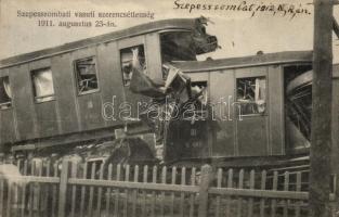 1911 Szepesszombat, Spisská Sobota; vasúti szerencsétlenség / rail accident (EK)