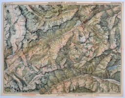 cca 1910 A Gotthard szoros sítérképe / Ski map of the Gotthard area in Austria 60x45 cm