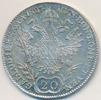 Ausztria 1827A 20Kr Ag &quot;I. Ferenc&quot; T:2 kis patina Austria 1827A 20 Kreuzer Ag &quot;Franz II&quot; C:XF small patina