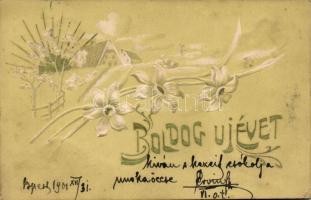 New Year, floral Emb. litho (EK)