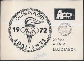 Horváth Zoltán (1937) olimpiai bajnok magyar kardvívó, edző aláírt emléklap az 1971-es tatai edzőtáborból + még egy emléklap
