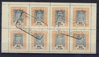 Gyula városi okmánybélyeg nyolcas kisív