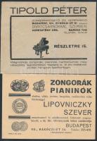 cca 1920-1940 Zongoraprospektus és zongorával kapcsolatos prospektusok, 4 db