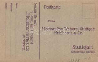 Molisana, Mechanische Weberei, Stuttgart; Damen-Monats-Binde / German mechanical weaving factory advertisement, folding card