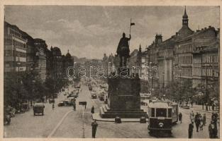 Praha, Prague; Václavské námestí / square, tram, automobiles