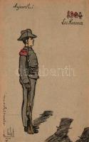 1904 Les Honneurs, Au jour dhui / French military, soldier, Mes-Cartes s: L. Vallet (EK)