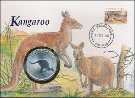 Ausztrália 1993C 1$ Ag &quot;Kenguru&quot; (31,57g/0.999) érme bélyeges borítékban, német nyelvű ismertetővel T:1 Australia 1993C 1 Dollar Ag &quot;Kangaroo&quot; (31,57g/0.999) coin in envelope with stamp, with information in German C:UNC